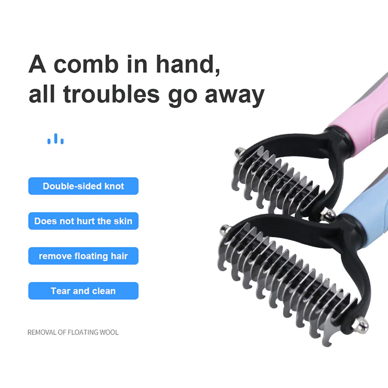 Ultimate Dog & Cat Grooming Brush - Effortlessly Remove Matted Hair for All Coat Types!