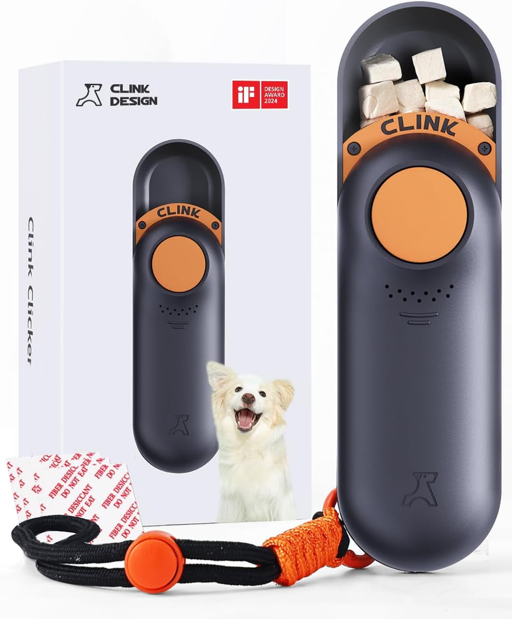 2-in-1 Clicker Dog Trainer and Treat Pouch - Durable, Lightweight, Easy to Clean Dog Training Essential in Black