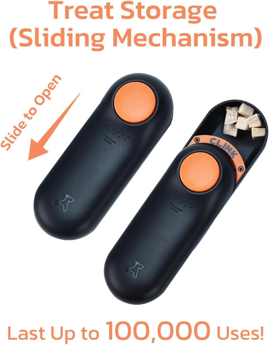 2-in-1 Clicker Dog Trainer and Treat Pouch - Durable, Lightweight, Easy to Clean Dog Training Essential in Black